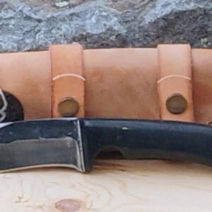 1095 Drop-Forged Bushcraft Knife – Black Resin Handle & Tan Leather Sheath